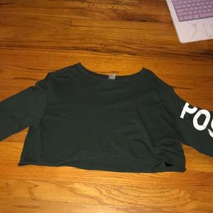 dark green “positivity” cropped sweatshirt size S